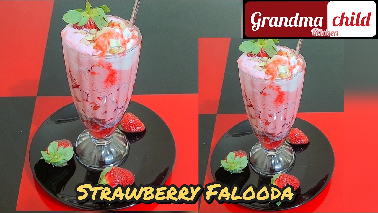Strawberry Falooda Recipe | Falooda Recipe | Summer Drink Recipe | Summer Dessert Recipe