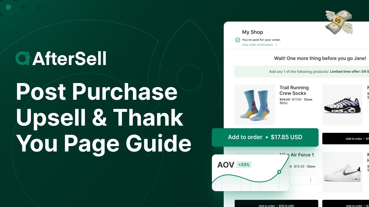 AfterSell Tutorial: Shopify Post Purchase Upsells & Thank You Page Editing