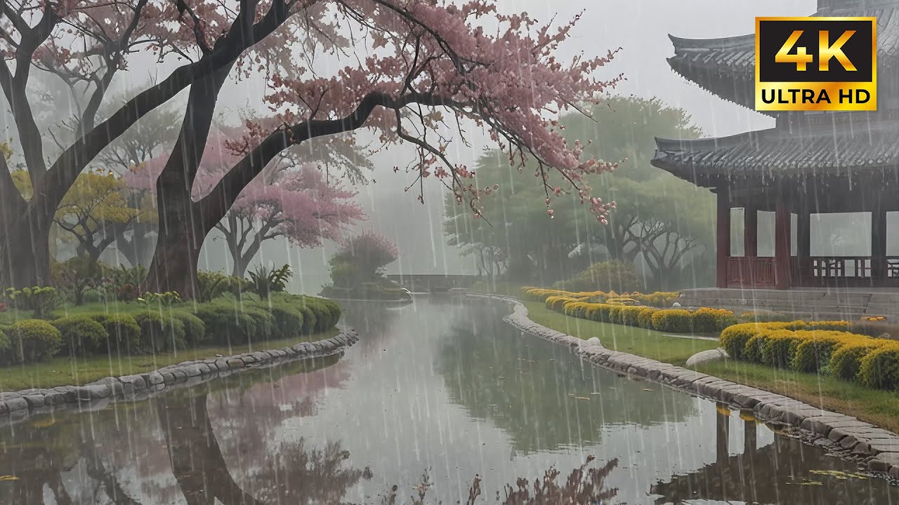 Peaceful Rainfall Sounds with Cozy Dark Night Mood for Sleep, Meditation and Anxiety Relief