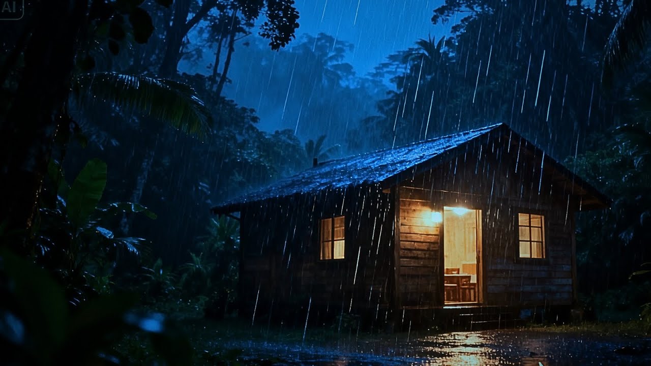 Rain Sounds in the Forest ⛈️ Heavy Rain on the Roof | A Calming Rainy Day