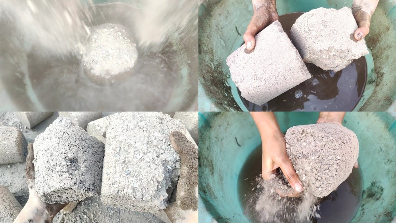 New Video..! Gritty stoney Crunchy dusty sand cement bjri crumbling on floor dry+water rumbling👌💦