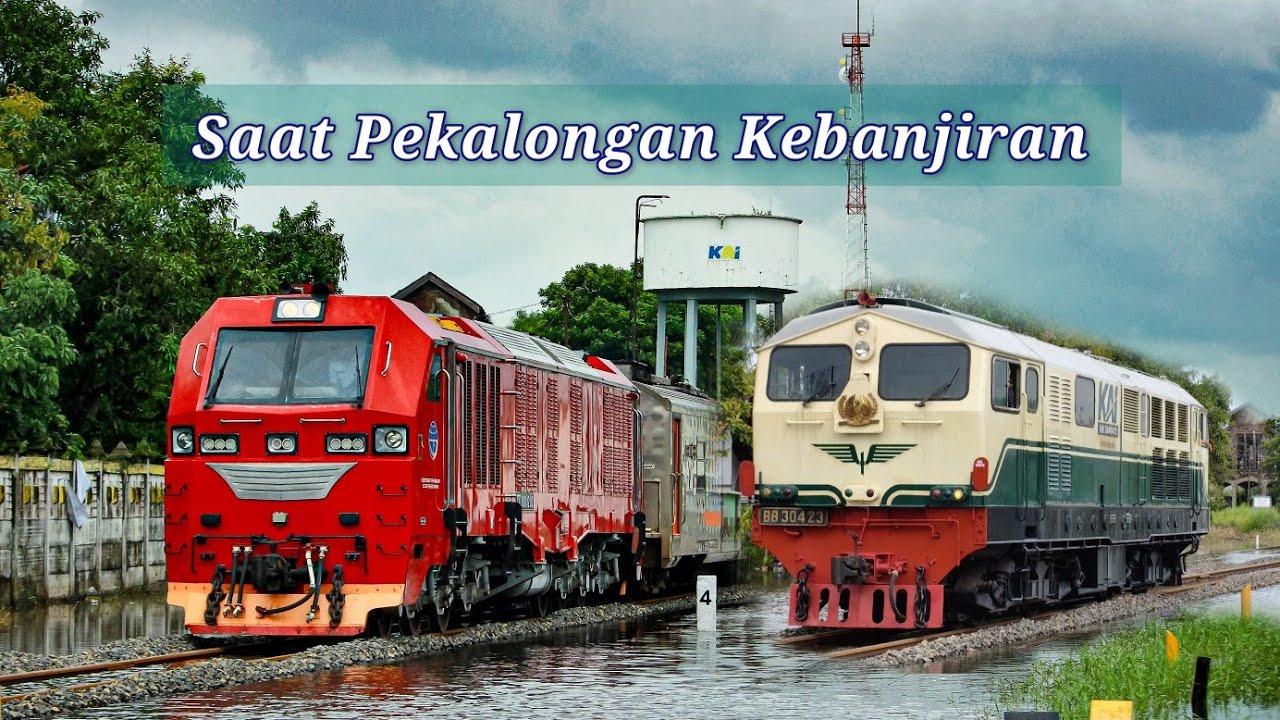 BANJIR PEKALONGAN‼️CC 300 DAN BB 304 TURUN TANGAN #keretaapi 