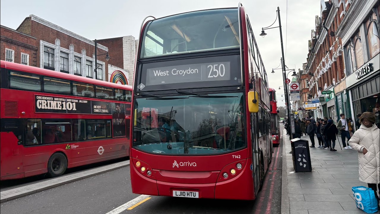 FULL ROUTE VISUAL | Arriva London Route 250 - West Croydon to Brixton - (T142, LJ10 HTU)