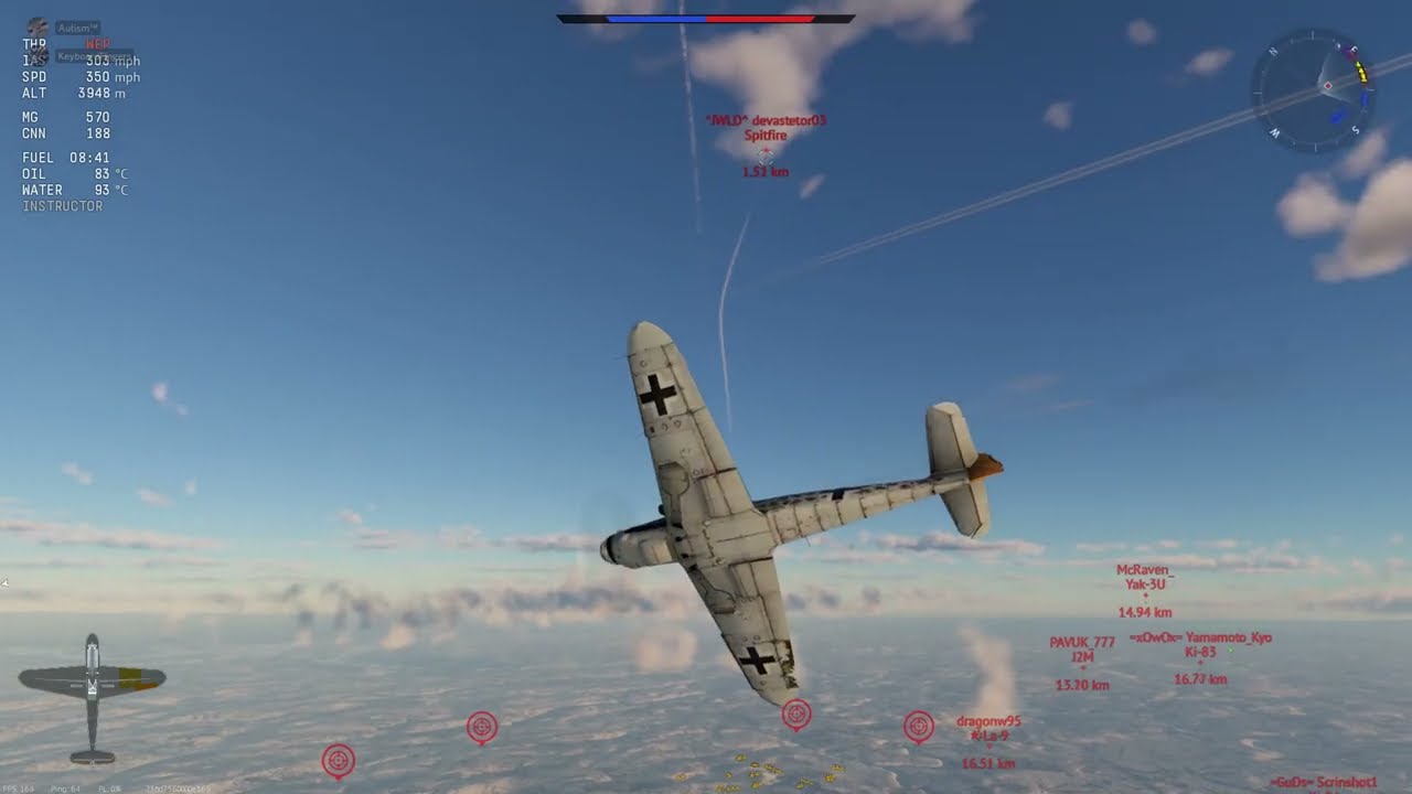 War Thunder Dogfight | Bf 109 k4 Vs Spitfire F Mk XIVe