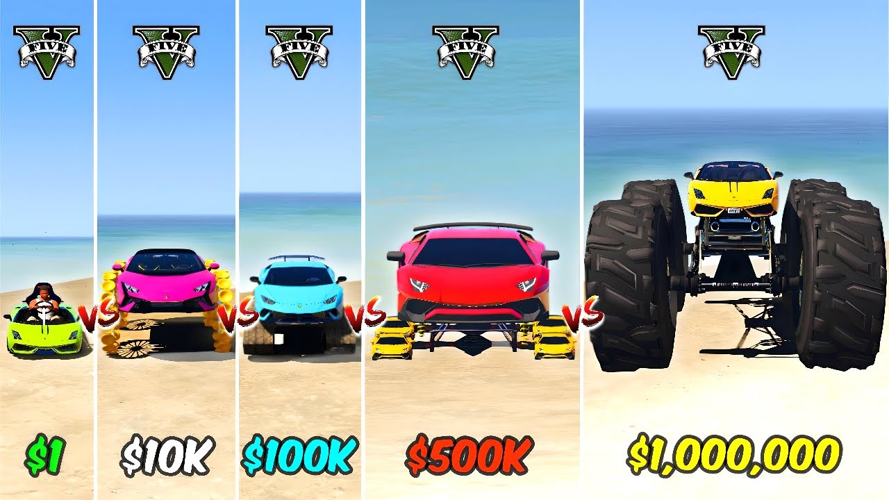 GTA 5 $1 vs $1,000,000 MONSTER TRUCK LAMBORGHINI CAR