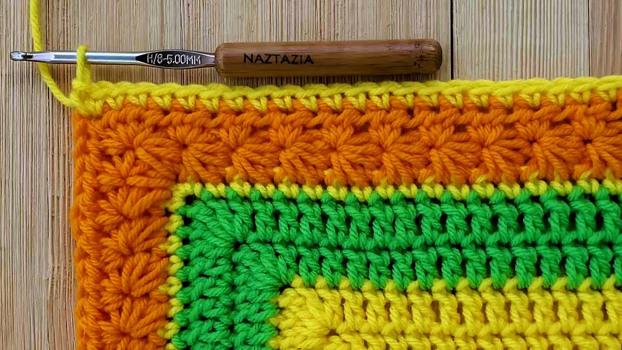 How to Crochet Star Stitch Border Edging for Blankets and Scarves DIY Tutorial