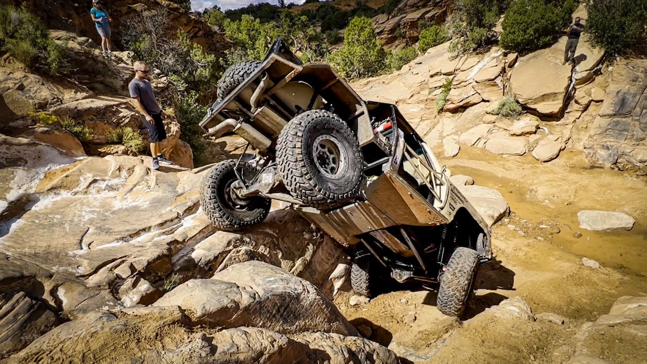 Full Size Rigs on Behind the Rocks Trail - Dropping Down High Dive, Jumping in the Sand Dunes