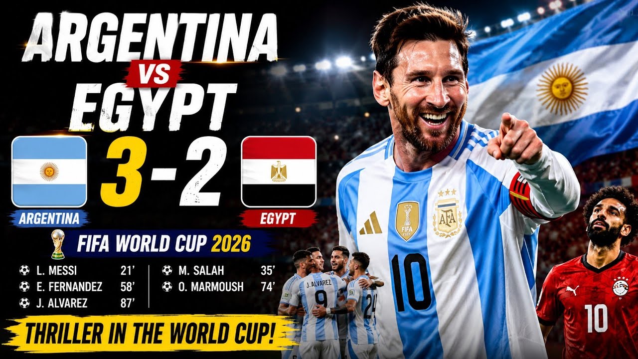 Argentina 3-2 Egypt 😱 | Messi Leads Argentina to Victory! | Full Match Highlights