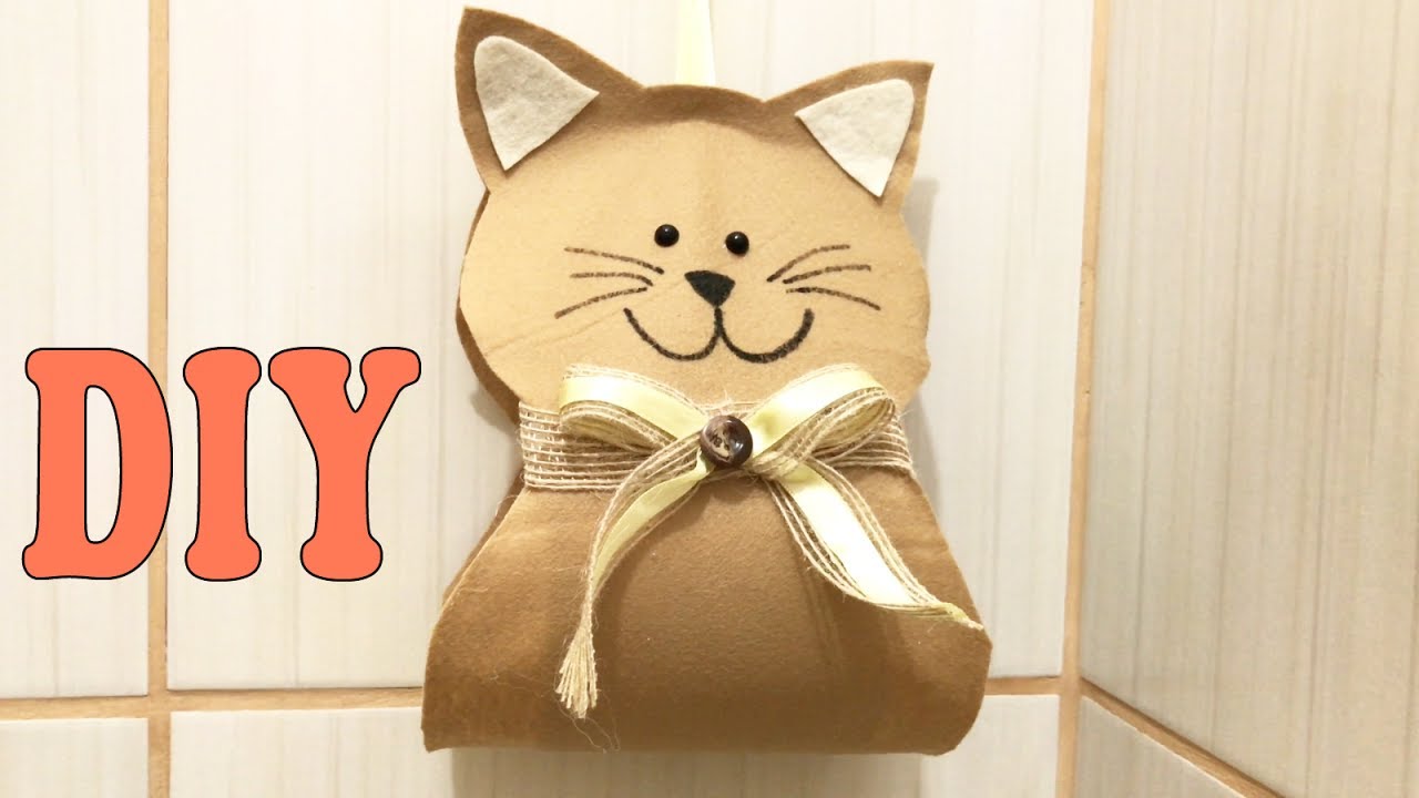 Como Fazer Porta Papel Higiênico de Gatinho Sem Costura - DIY Artesanato