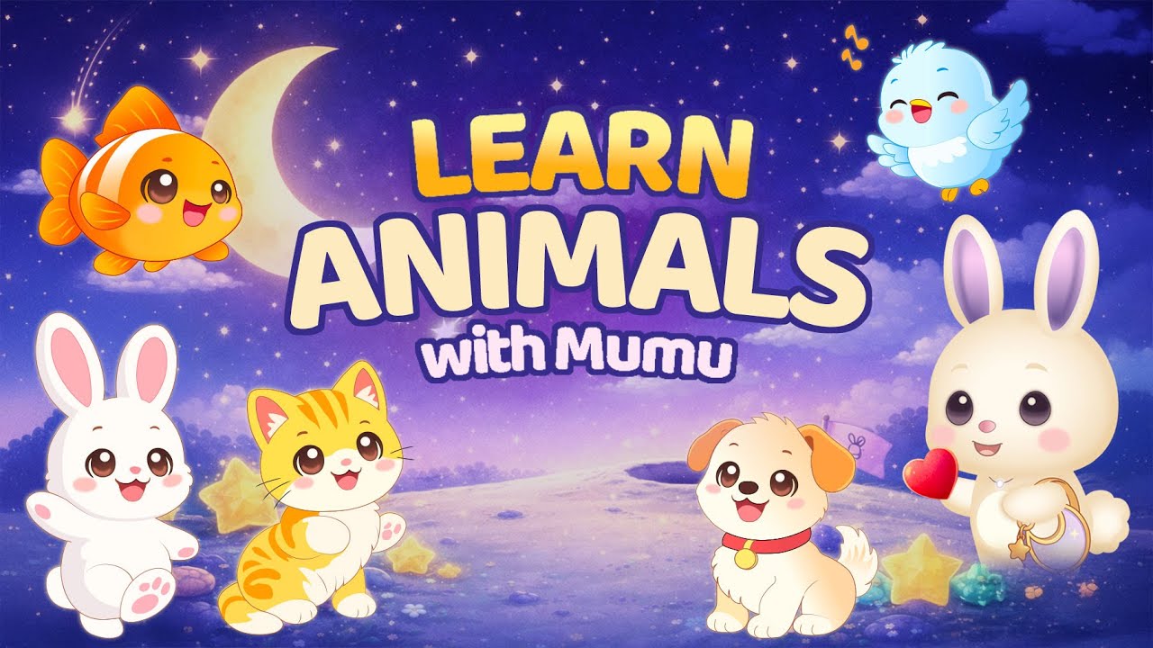 Animal Songs for Kids | Learn Animals with Sounds | Dog, Cat, Bunny, Bird & Fish | Learn with Mumu