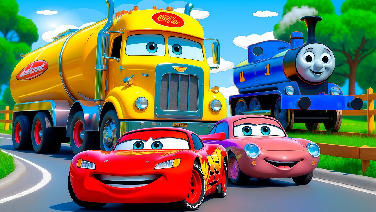 Choose The Right Door With Tires Mcqueen, JCB, Tractor, Car, School Bus, Truck 3D Vehicle Game