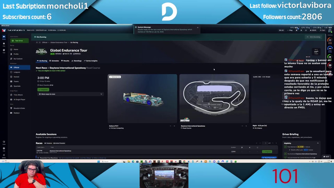 🏁Iracing - 6 Horas de Daytona con el LMP2 - Global Endurance Tour - TEAM LOS PESCADORES 🥶🥶