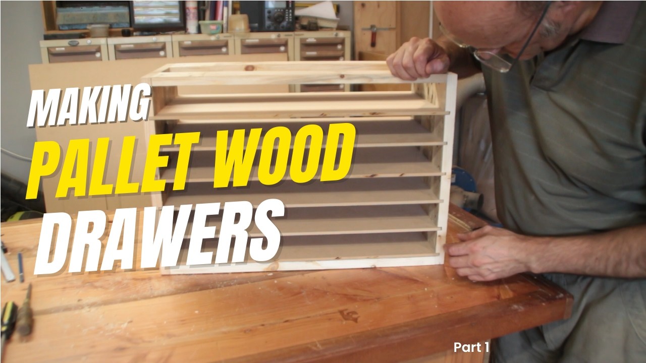 Pallet wood drawers for an under bench cabinet