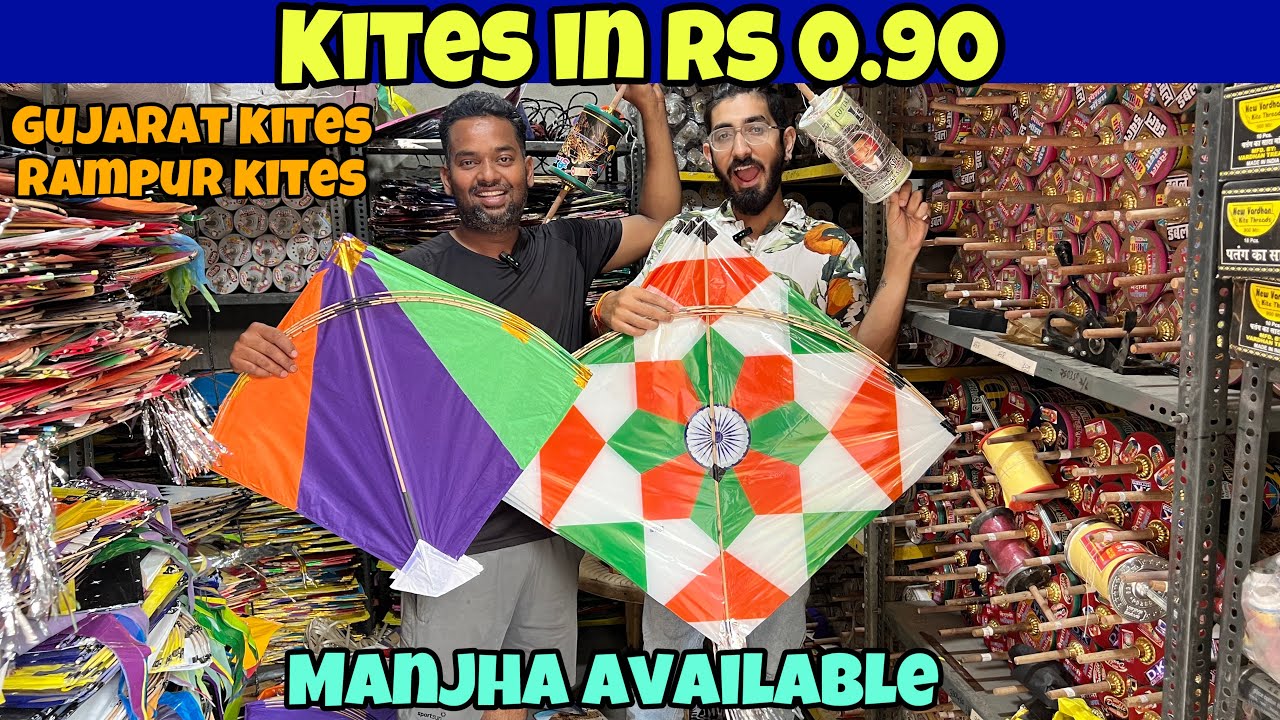 Cheapest Kites Market in Delhi | Kites in Rs 0.90 | Rampur Kites, Ahmedabad Kites, Manjha Available