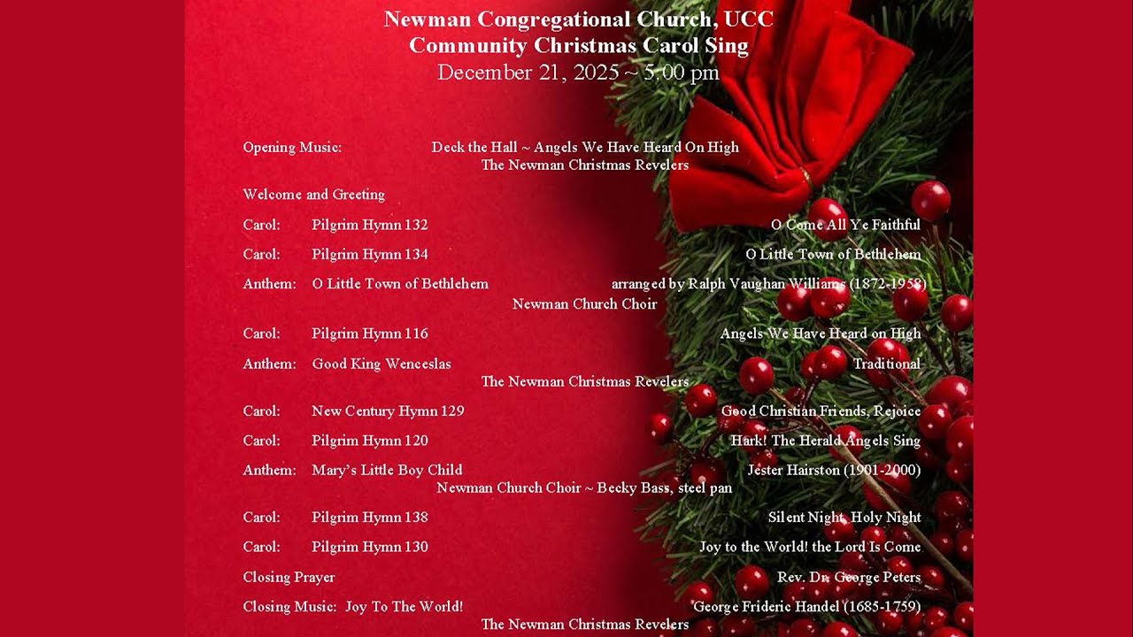 Community Christmas Carol Sing, December 21, 2025