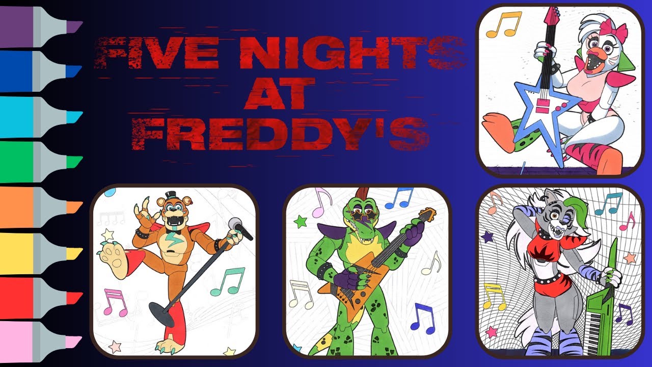Five Nights at Freddy's Coloring Book Pages Compilation | FNAF Security Breach Coloring Pages | FNAF