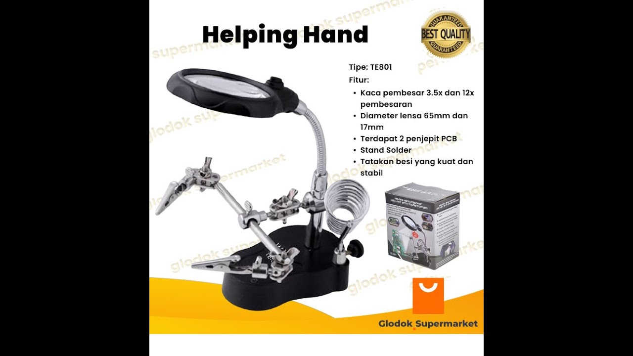 Helping Hand Magnifier TE801 Alat Bantu Solder Kaca Pembesar Jepit PCB