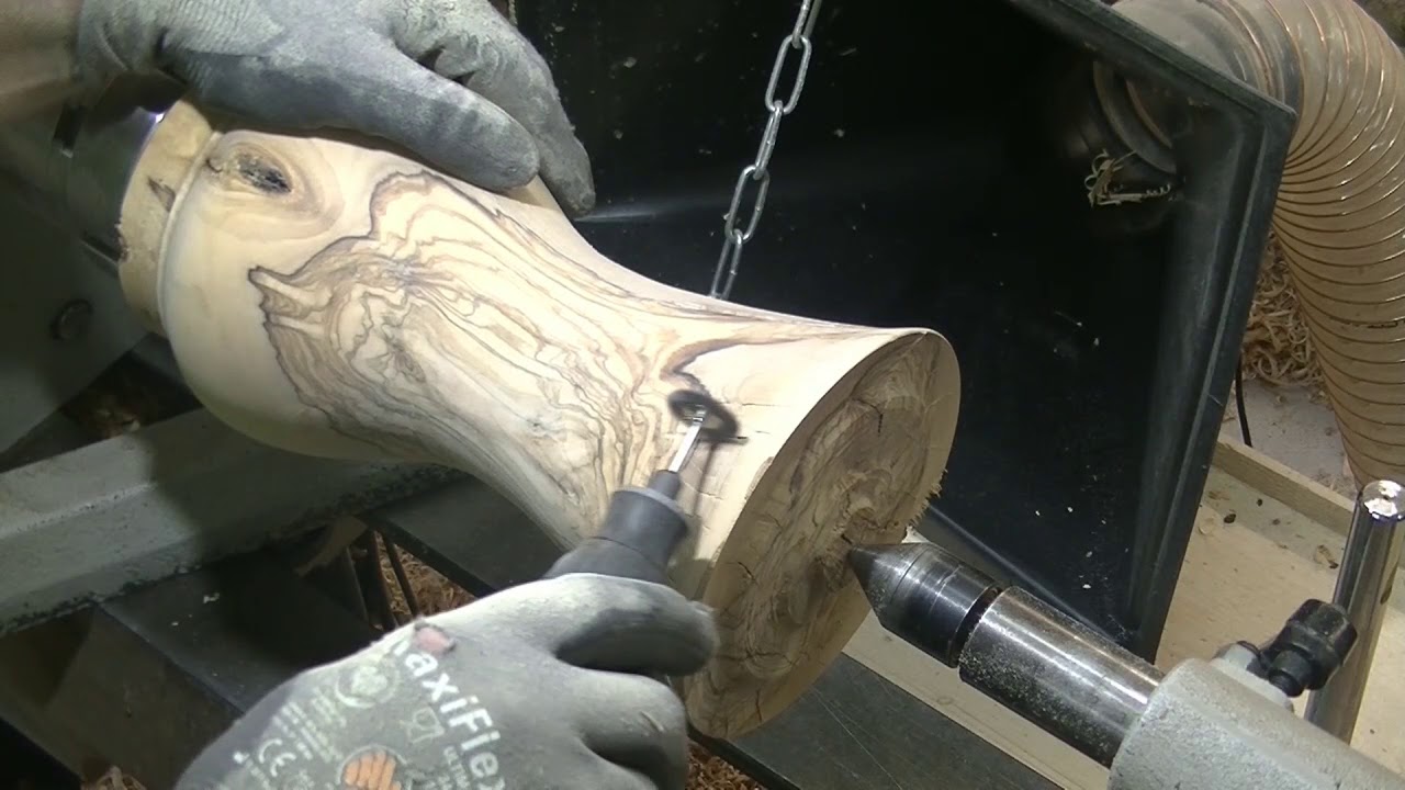 Drechseln mit WoodTuning - Trockenblumenvase aus Olivenholz