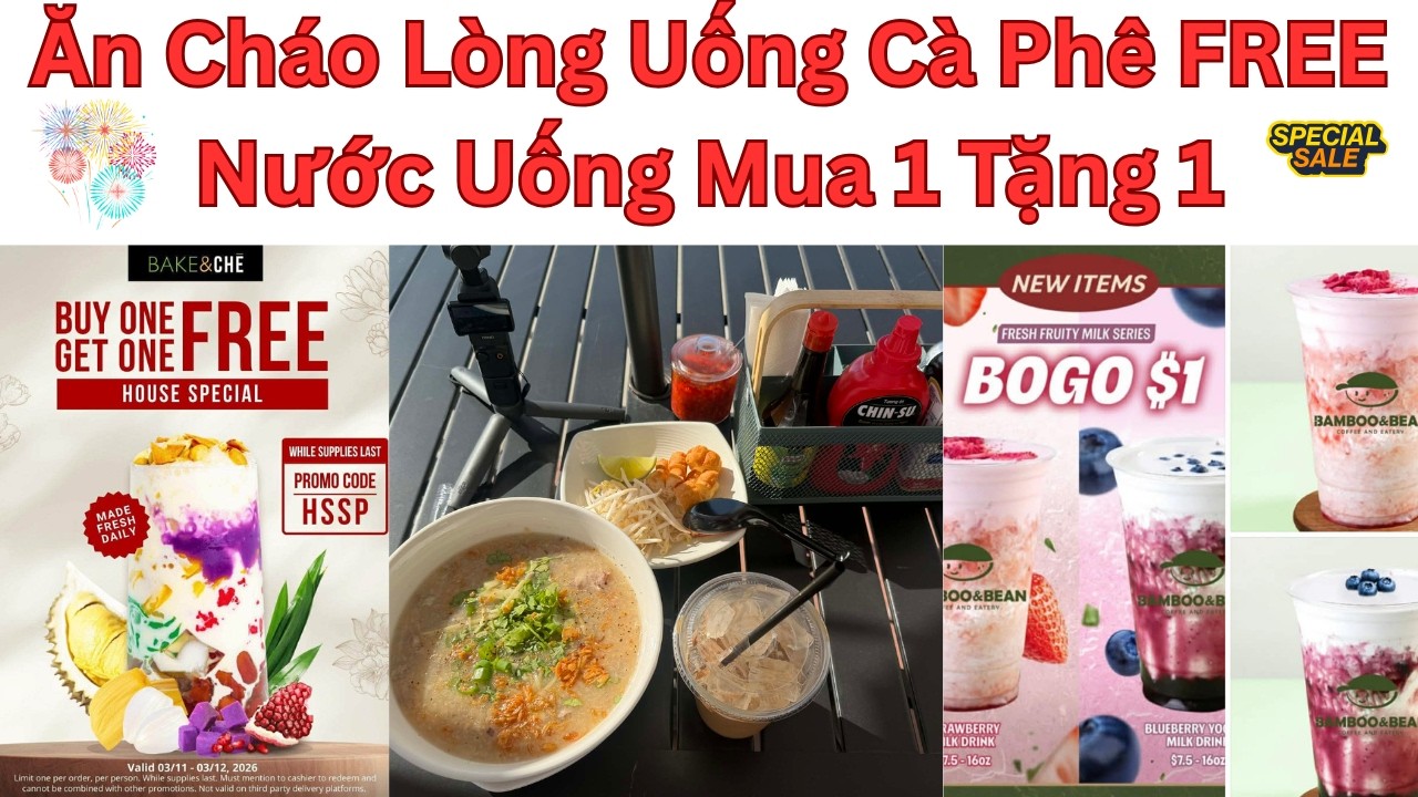 KHUYẾN MÃi Ăn Cháo Lòng Uống Cà Phê FREE Và Nước Uống Mua 1 Tặng 1 #food #anuong #enjoy