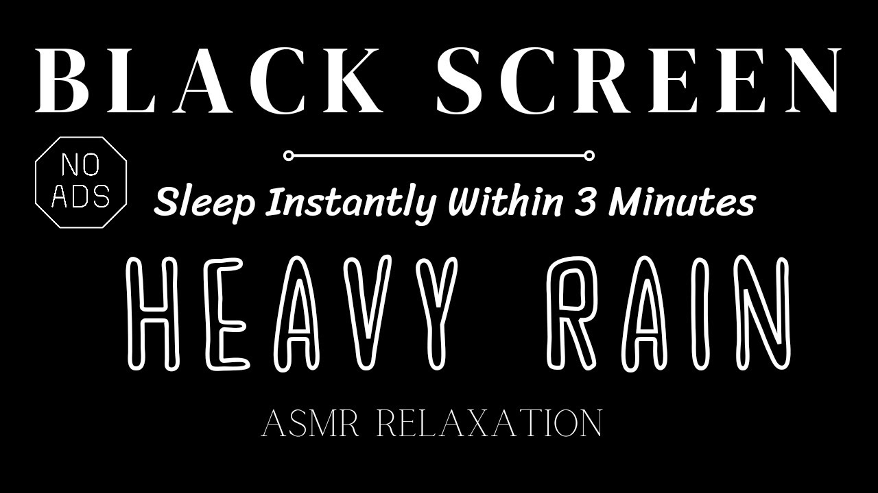 Best Heavy Rain Sound For Relaxation - Black Screen | 24 Hours NO ADS Relaxing, Sleep #asmr124