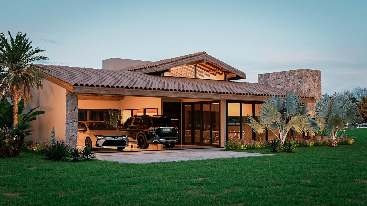 Casa de Campo com Telhado Colonial - 3 Quartos Incluindo 2 Su&iacute;tes