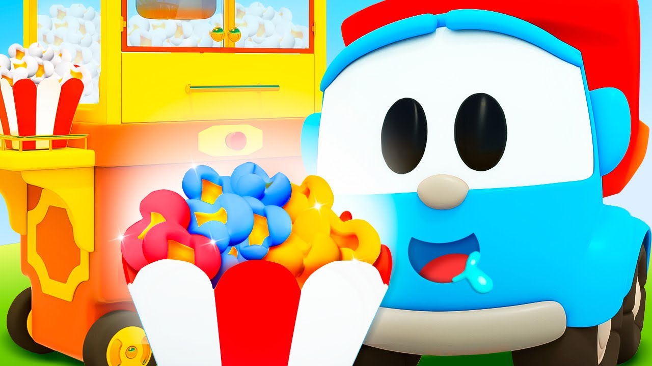 Pipoca para Léo, o caminhão! Desenho animado infantil. Desenhos animados em português