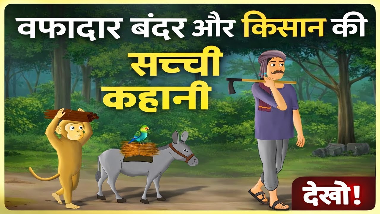 वफादार बंदर और किसान की सच्ची कहानी | Hindi Moral Cartoon Story