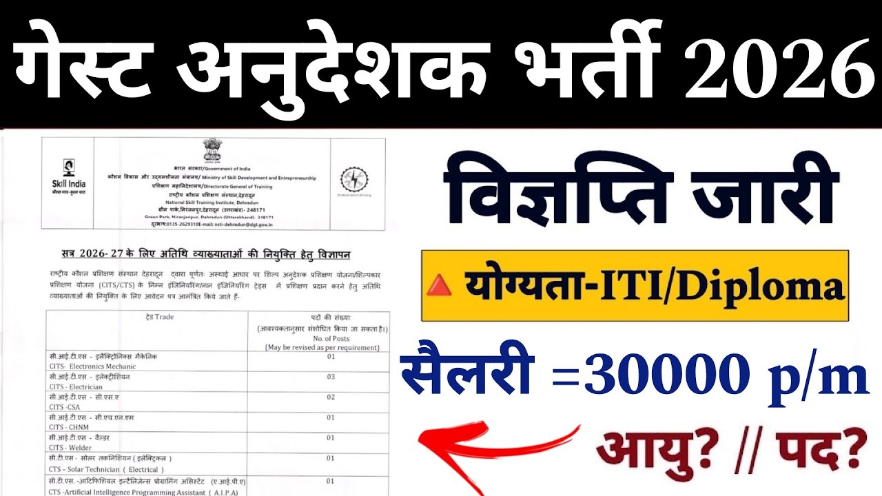 गेस्ट अनुदेशक भर्ती 2026 | teacher new Vacancy 2026 | ITI Instructor new Recruitment 2026 