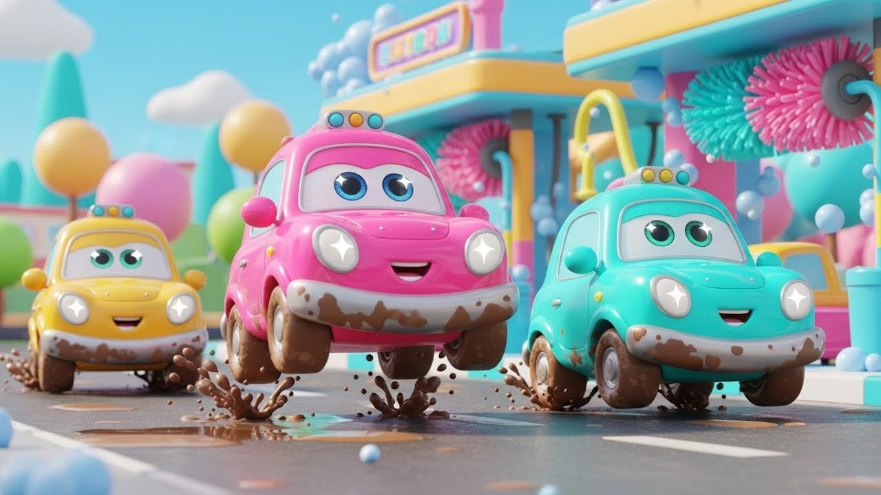 From Muddy to Shiny! Cars Zoom into the Car Wash Challenge 🚗✨ | Nursery Rhymes for Kids