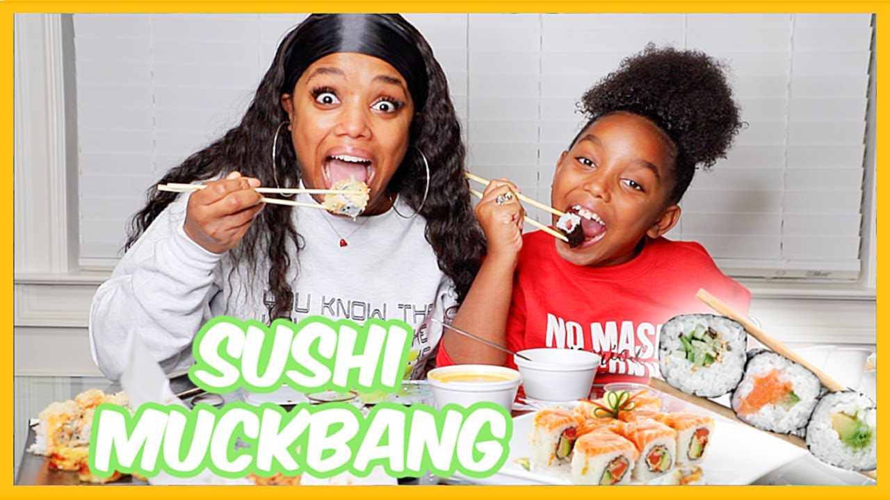 HUGE SUSHI MUKBANG WITH MY DAUGHTER YOSHIDOLL + GIRL TALK | Ellarie