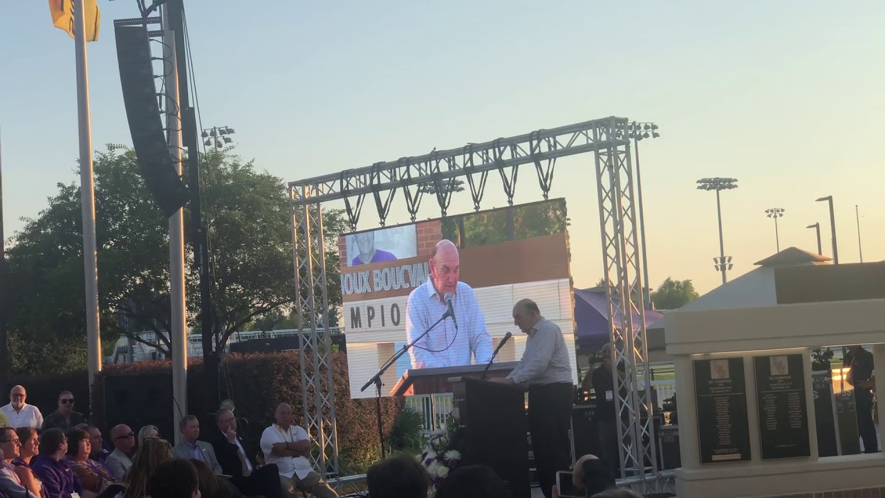 Former LSU coach Skip Bertman speaks at his statue unveiling
