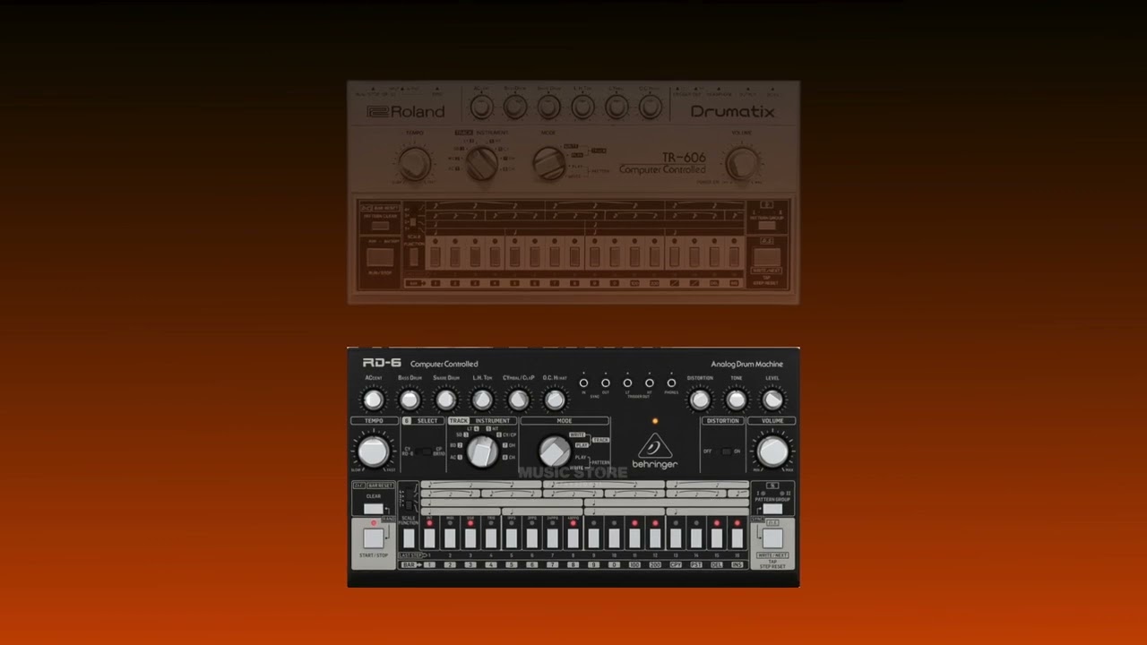 Roland TR-606 vs Behringer RD-6 sound comparison (no talking)