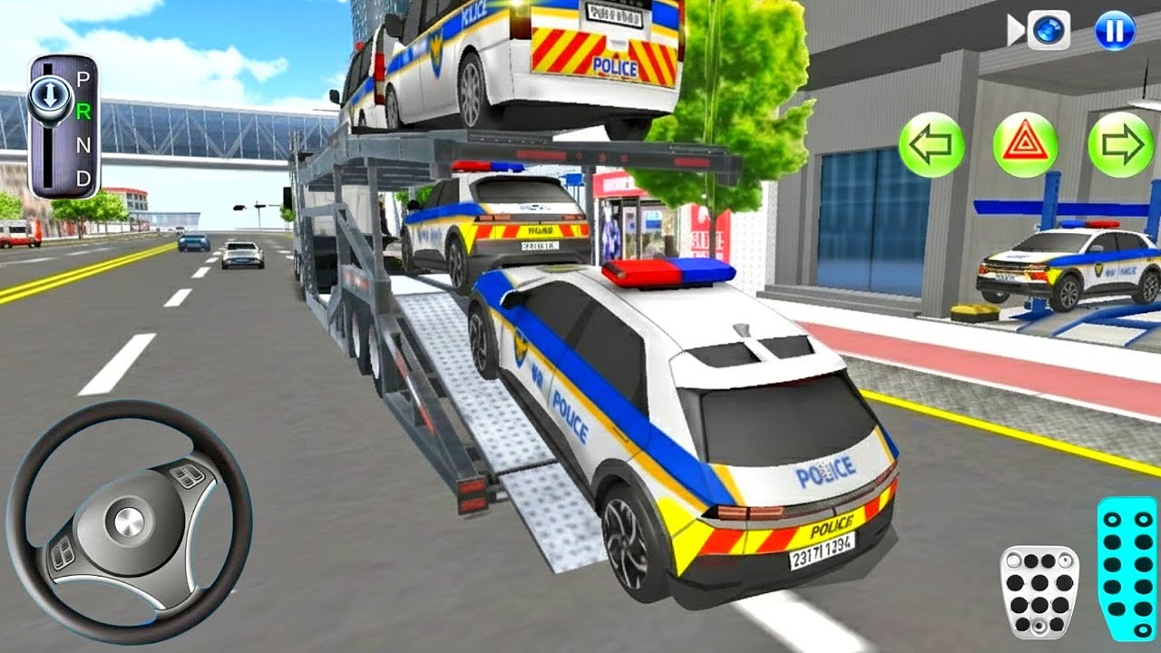 Police Cars Transport to Parking Garage by Trailer Truck🅿️ 3D Driving Class 2026 - Android iOS Game