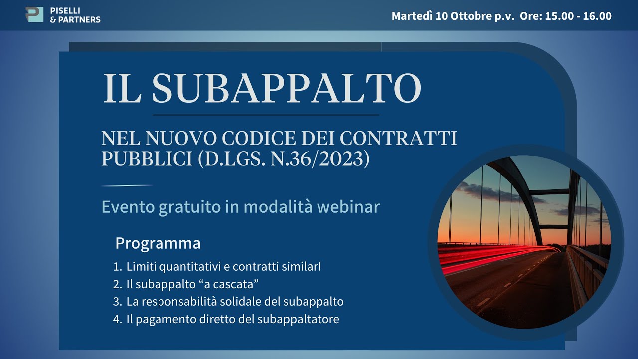 Il Subappalto - Evento Webinar