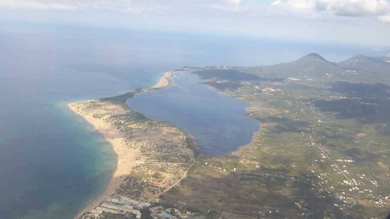 Landing at Corfu Airport with great views of the south of the island - Sep 2013