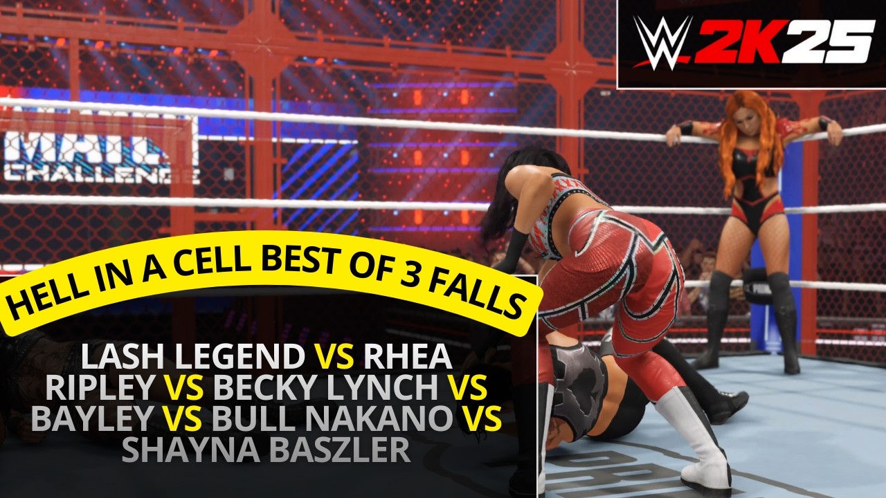 WWE 2K25 – Rhea Ripley vs Becky Lynch vs Bayley vs Shayna Baszler (Hell in a Cell Best of 3 Falls)