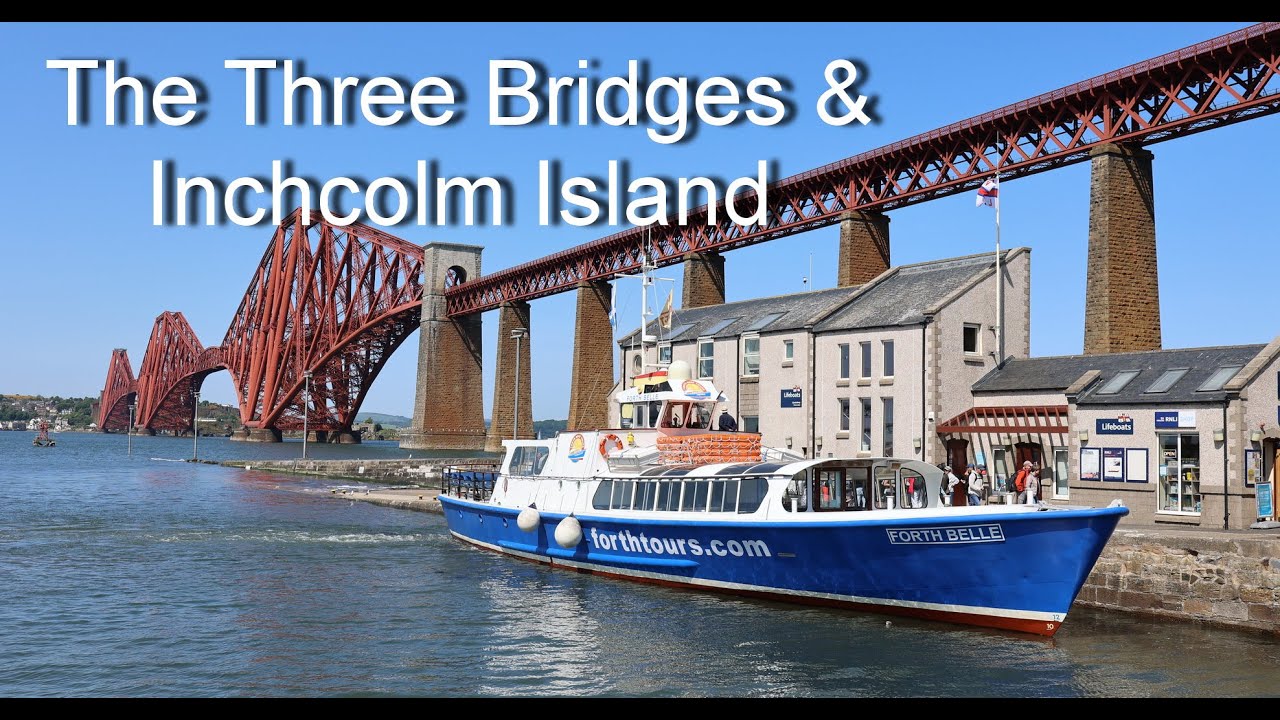 The Three Bridges and Inchcolm Island, River Forth, Scotland, June 2023, 4K