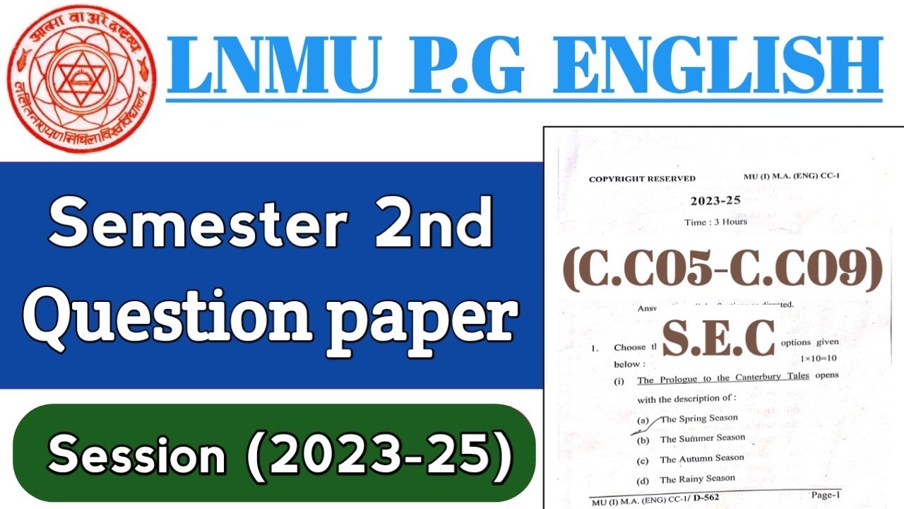 Lnmu pg english honours 2nd semester question paper (2023-25)