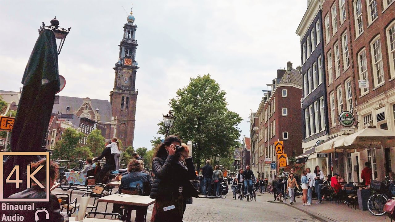 Wonderful Walk Along The Amsterdam Prinsengracht | 4k Walk | Binaural City Sounds