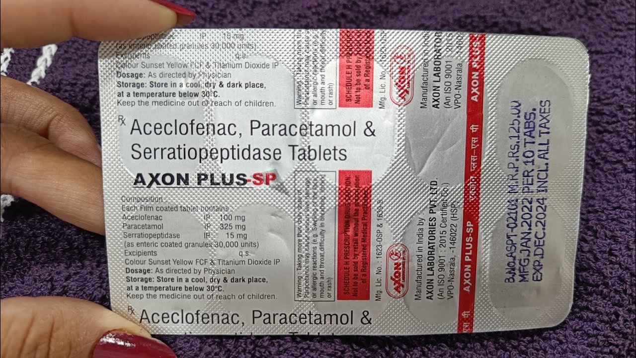 Axon plus-sp tablet(Aceclofenac, paracetamol & seratiopeptidase) use,dose,wrk,side effect full info👍
