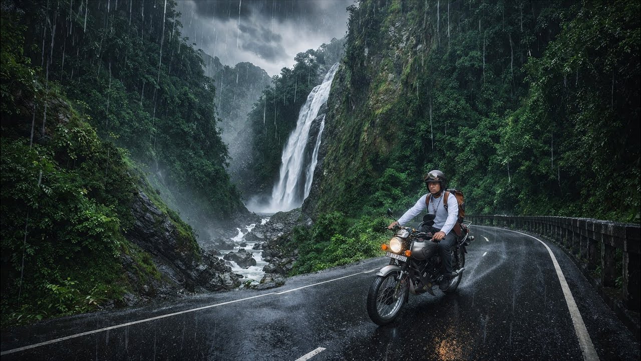 Himalayan Rain & Forest Ride | Nature ASMR | Silent Vlog