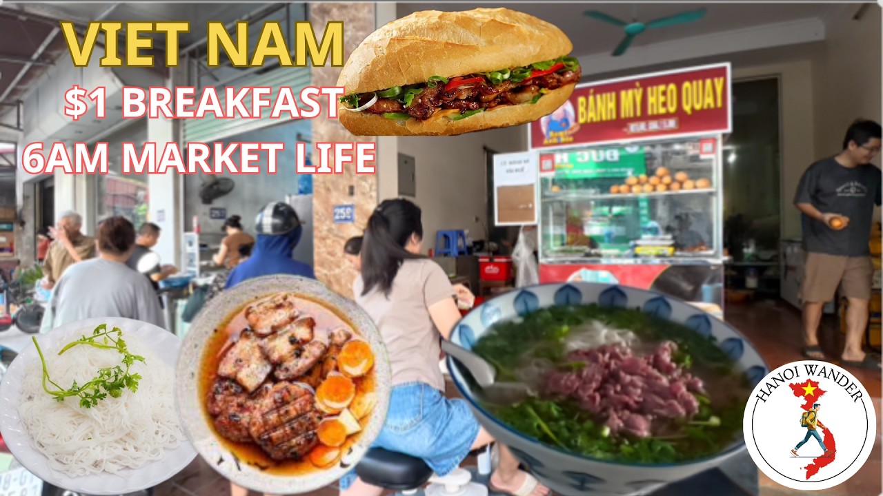 6AM in Vietnam 🇻🇳 Local Market Life & $1 Street Food Breakfasts | Thanh Oai