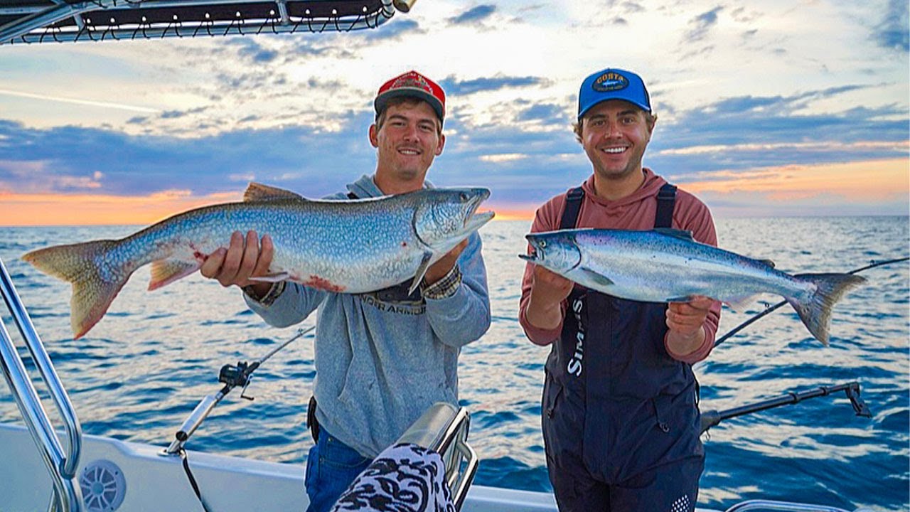 SALMON FISHING on Lake Michigan! (Catch, Clean, Cook!)