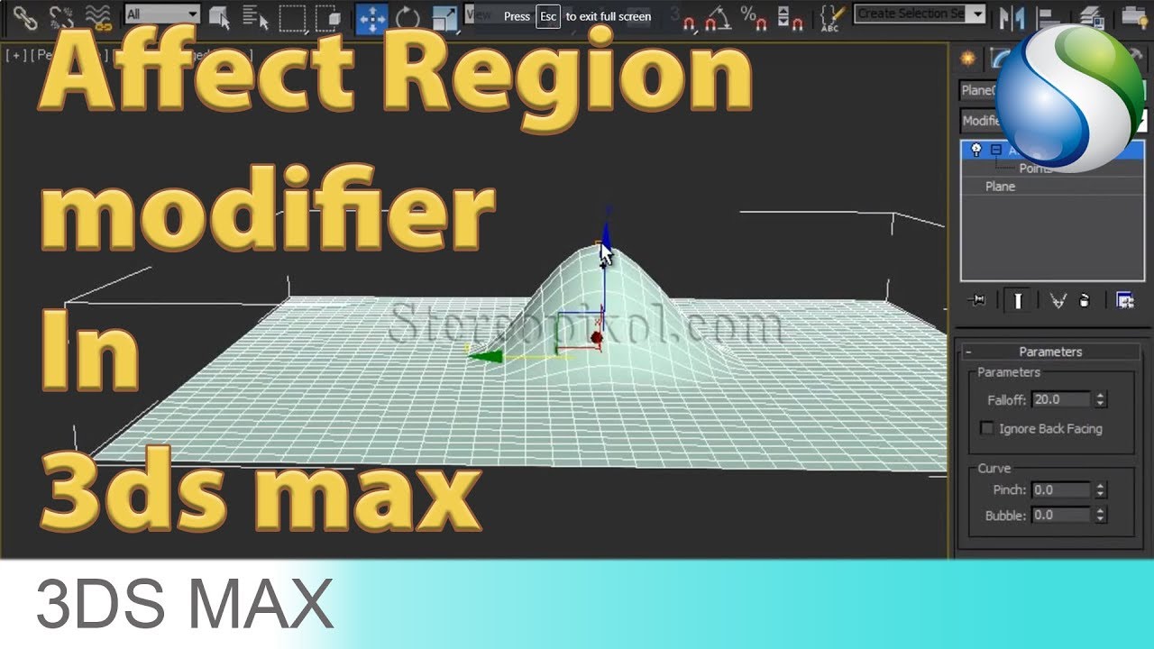 Affect Region modifier in Autodesk 3Ds Max