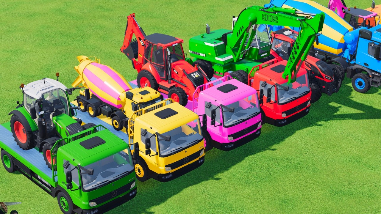 TRANSPORTING EXCAVATOR MIXER TRUCK TRACTORs Backhoe loaders Beamng.Drive Game FARMING SIMULATOR 22