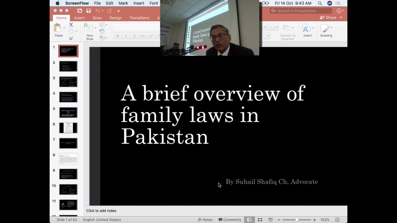 BVC Lecture 26, Day 9: Sohail Shafiq ASC on Family Laws in Pakistan.