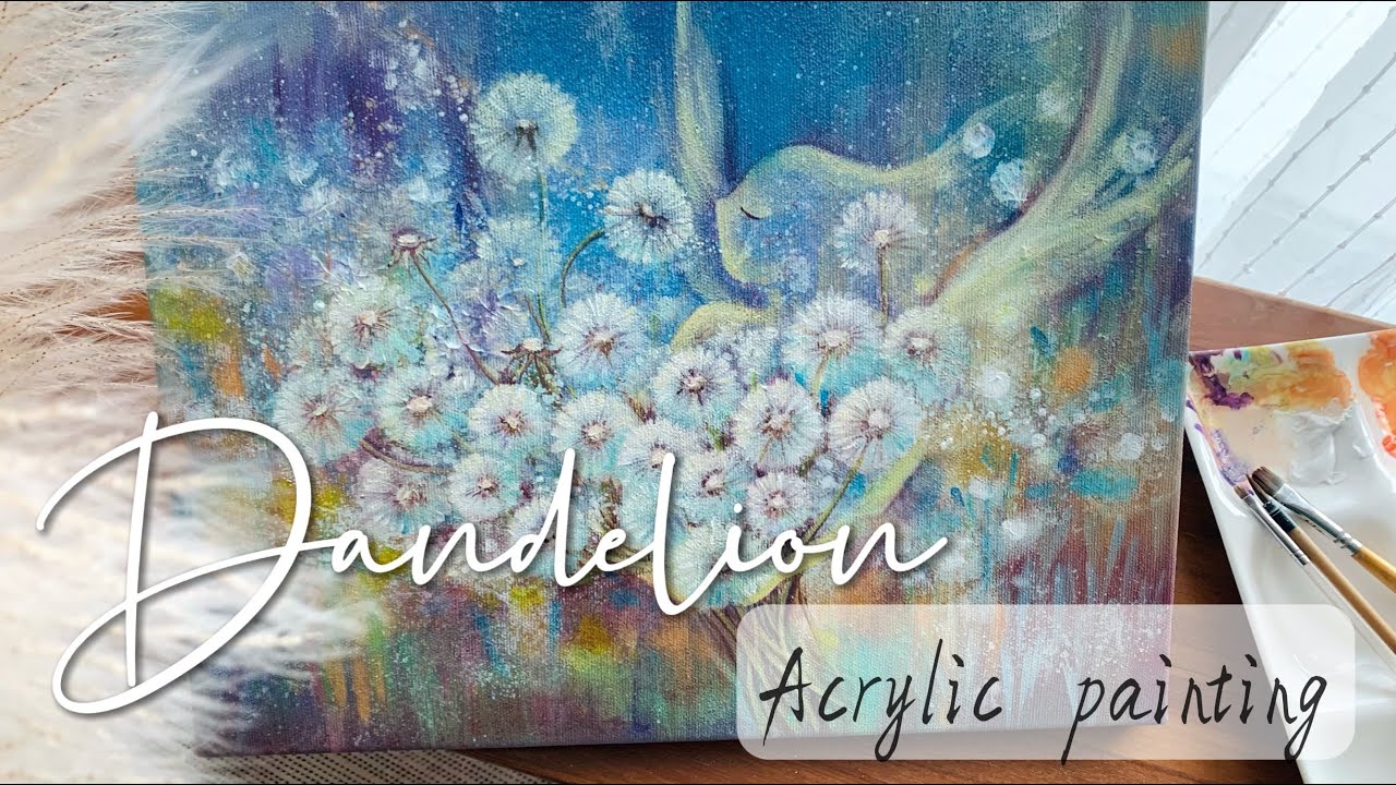 壓克力畫七彩夢幻層次 |天使與蒲公英 | Acrylic Painting | Angel and Dandelion
