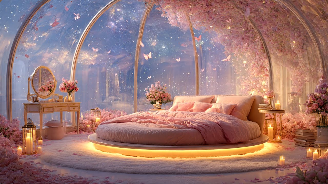 Dreamy Celestial Bedroom | 4K Fantasy Interior & Golden Ambient Light