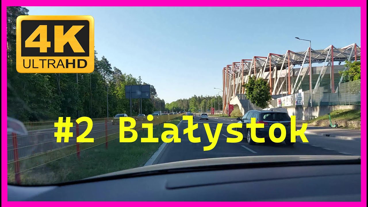Białystok poranek z kamery samochodowej