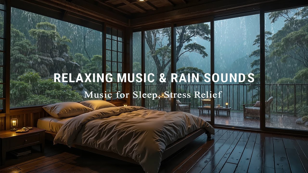 Peaceful Piano & Soft Rain – 3 Hours Relaxing Sleep Music for Stress Relief in a Cozy Bedroom